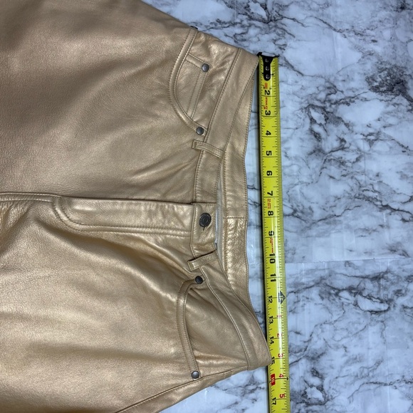 Nine West 100% Leather Y2K  Gold Metallic Pants size 10 NWT Deadstock 90s retro - Picture 5 of 9